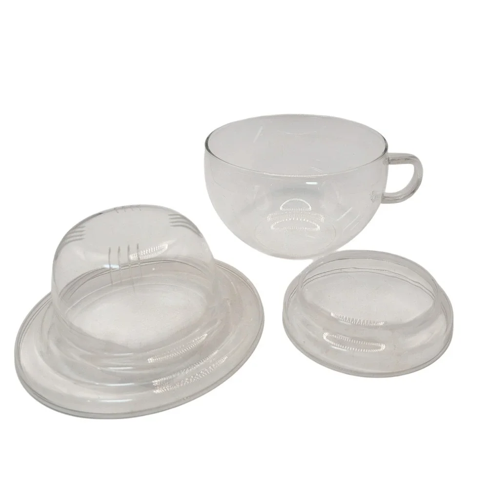 Jenaer Glas Tea For One Clear Borosilicate Bauhaus Three Piece Set Germany